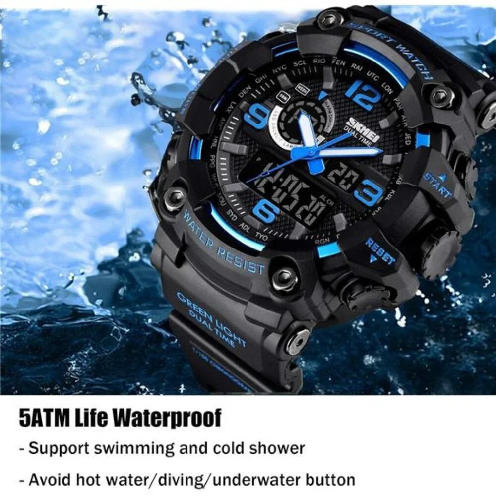 Men's Large Face Outdoor Sports Watches Military Waterproof Watch Alarm